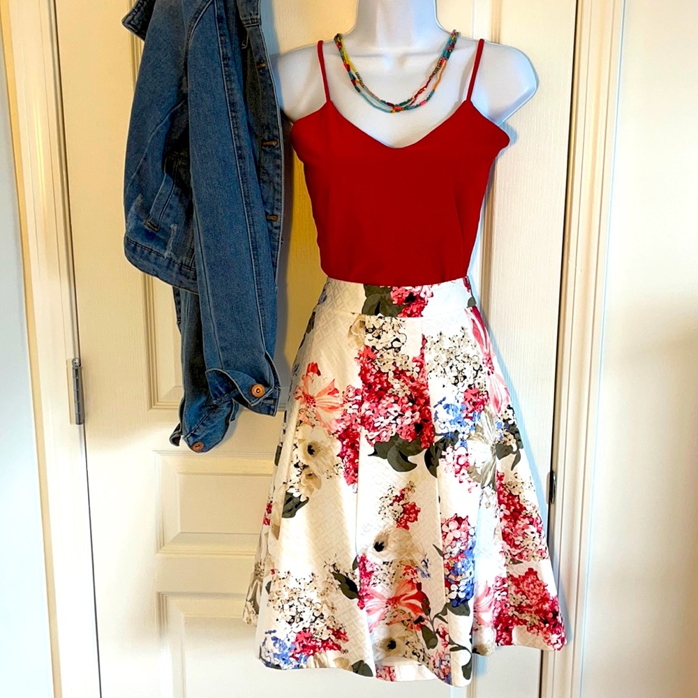 WHBM Floral A- Line skirt -NWOT